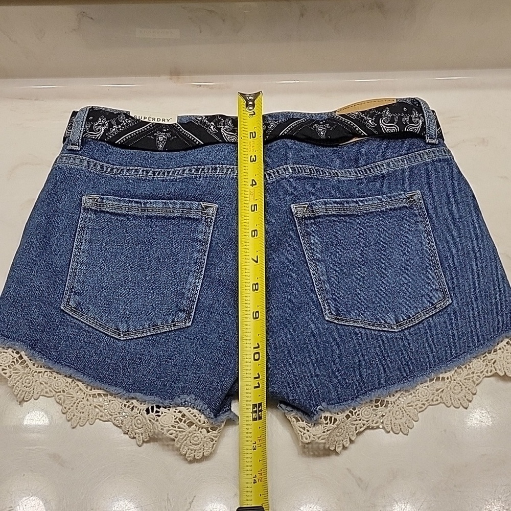 Superdry blue jean and Lace Shorts size 27 NWT - Picture 13 of 13